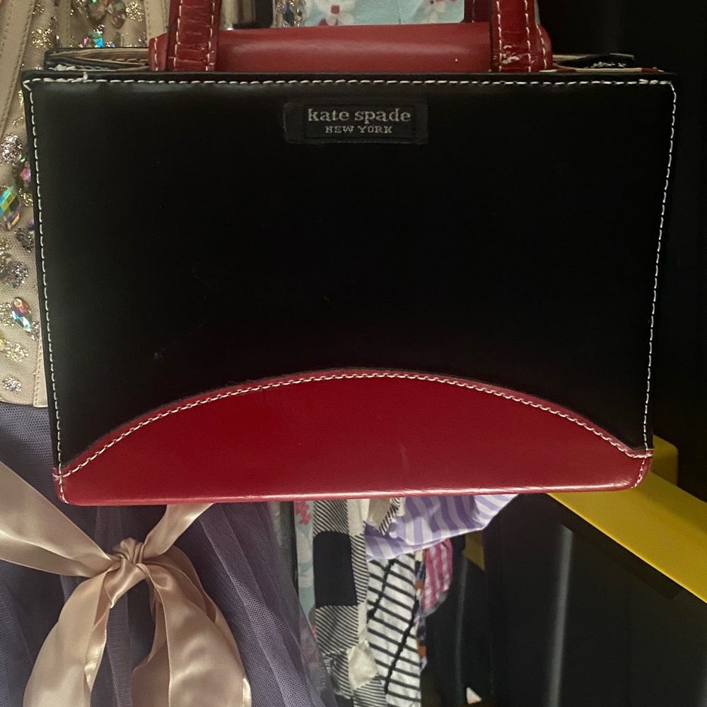 Kate Spade Black and Red Boxy Satchel